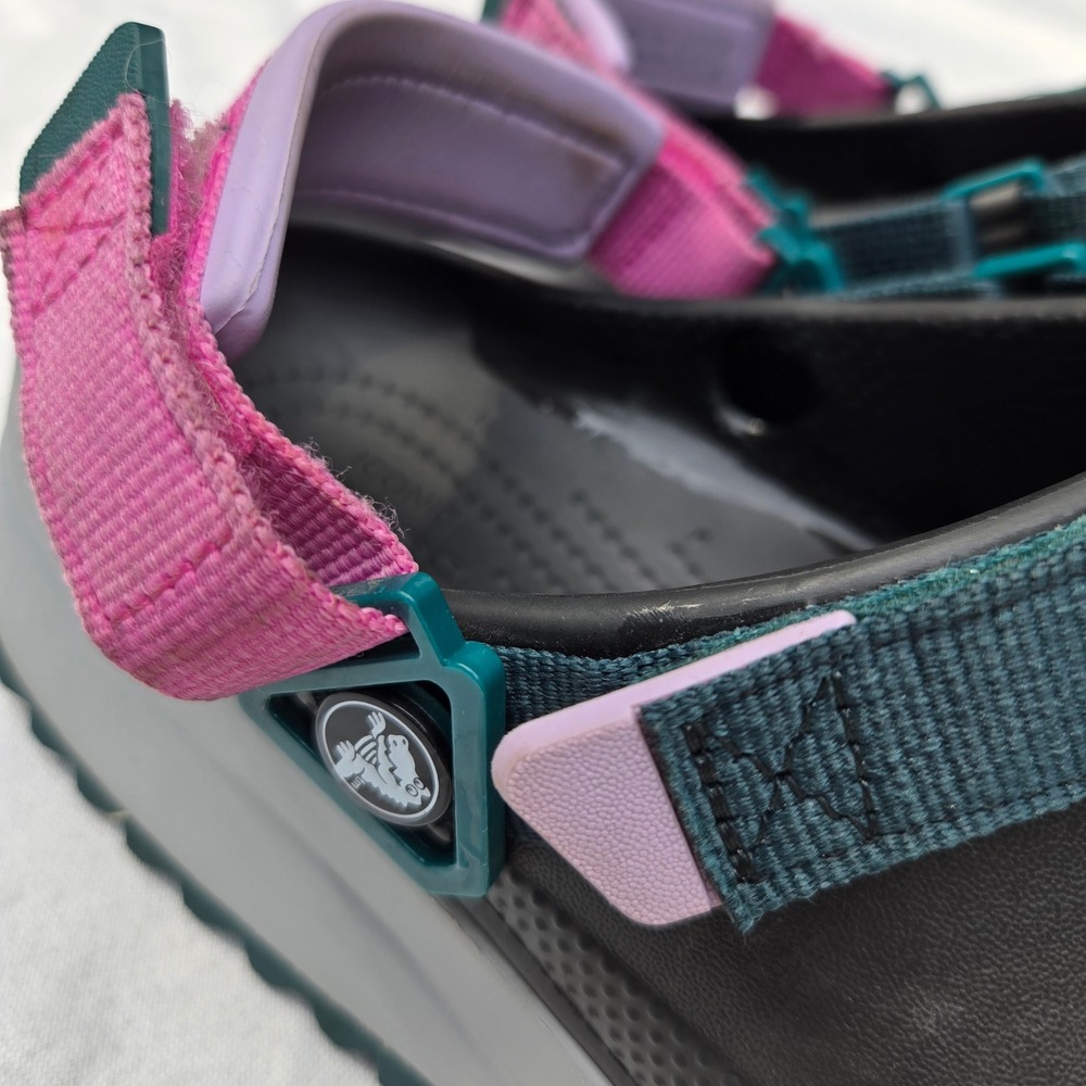 Crocs Hiker Clog Womens 10 Black Pink Teal Platform Sawtooth Straps 206772 - Picture 4 of 8